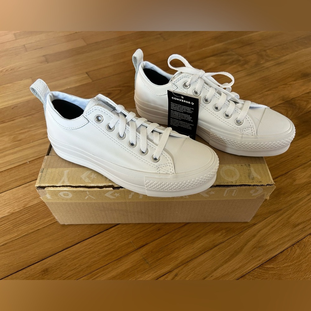 Converse All White Lift Ox Platform Sneakers